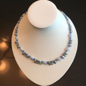 Chalcedony, Blue Agate, Sterling Heart necklace